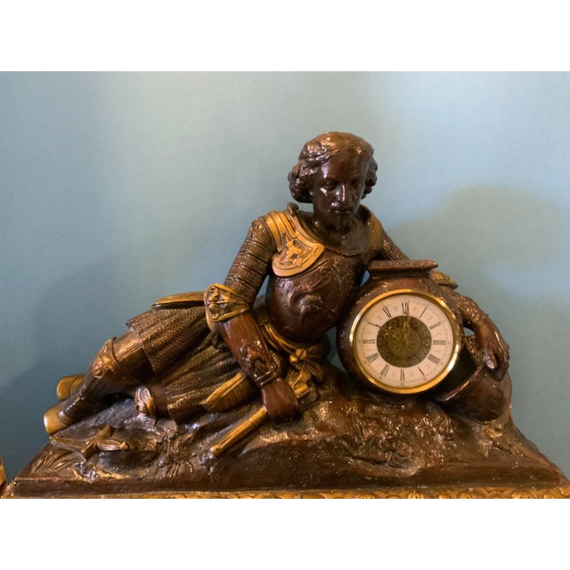 1950s Statue Mantle Clock, Mid-Evil Knight, Western Germany For Sale In Orlando - Image 6 of 11