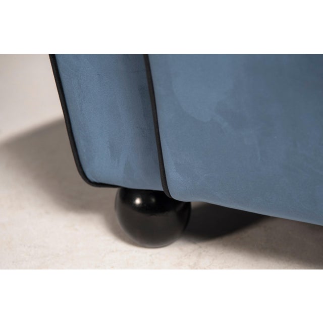 Set of Art Deco Blue Velvet Armchairs, 1940s For Sale - Image 12 of 18