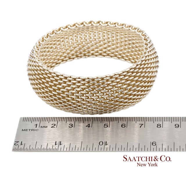 Tiffany & Co. Sterling Silver Somerset Mesh Wide Bangle Bracelet For Sale - Image 10 of 11