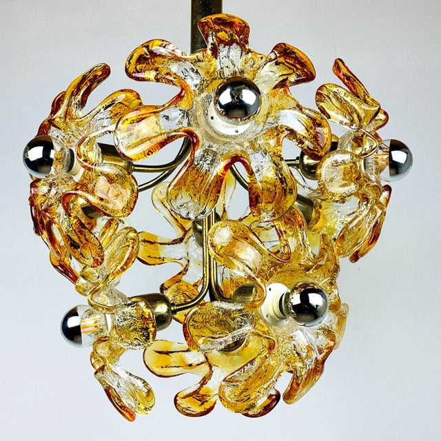 Mid-Century Amber Murano Glass Chandelier from Mazzega, Italy, 1970s For Sale - Image 13 of 13