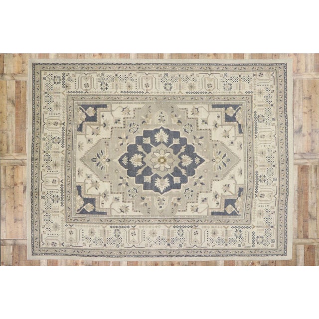 Oyster Gray Neutral Turkish Oushak Rug -- 10'01 X 13'04 For Sale - Image 8 of 9