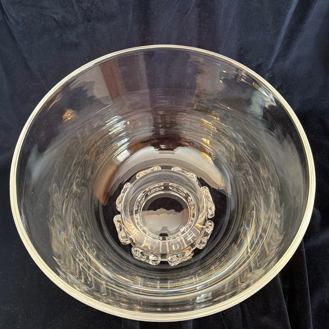 Steuben Glass Crystal Footed Punch Bowl Center piece Distinctive footed pedestal adorned with 8 applied prunts Hand signed...