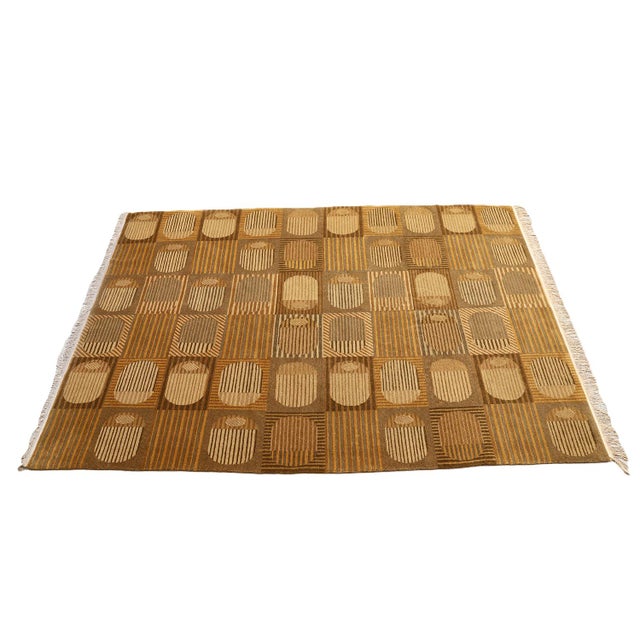 chairish-6x9-modern-tibetan-wool-silk-cut-loop-rug-gold-green.jpg For Sale In Los Angeles - Image 6 of 9