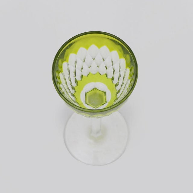 Armagnac Wine Glasses in Green Crystal from Baccarat, 1970s, Set of 6 For Sale - Image 12 of 15