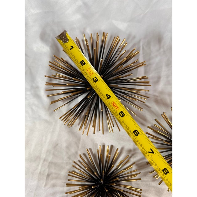Brass Set of Three Graduated, Starburst or Sea Urchins Wall Decor MCM For Sale - Image 8 of 9