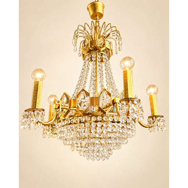 Hollywood Regency Vintage Palwa Style Chandelier, 1950s For Sale - Image 3 of 7