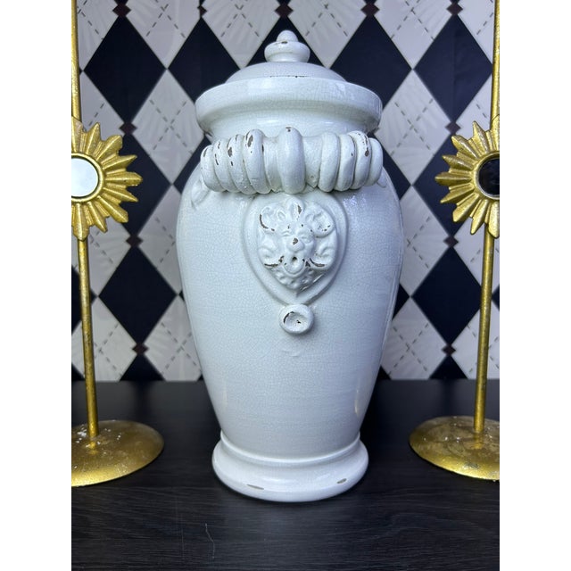 1970s Italian Torcivia E Todaro for Fortunata Crackle Glaze Lidded Urn For Sale - Image 17 of 18