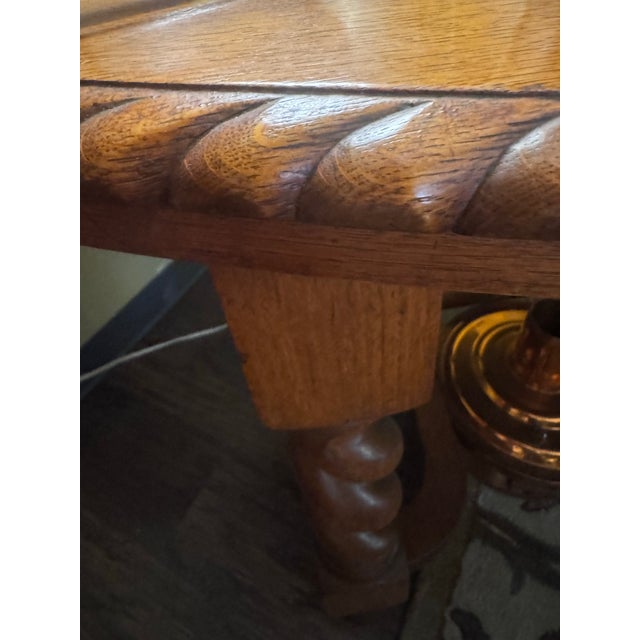 Vintage English Oak Barley Twist Oval Dining / Library Table For Sale - Image 10 of 10
