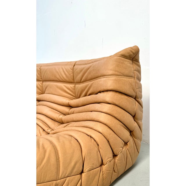 1970s French Three-Seater Togo Sofa in Leather by Michel Ducaroy for Ligne Roset For Sale - Image 5 of 9