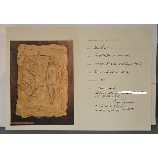 Wax Giacomo Manzù, Self-Portrait with Model, 1940s, Wax Bas-Relief For Sale - Image 7 of 10