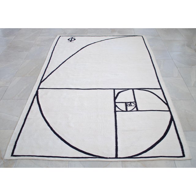 2020s Fibonacci - Golden Ratio Themed Silk Hand Woven Area Rug Kilim Wall Rug 5x7 Ft Approx For Sale - Image 5 of 14