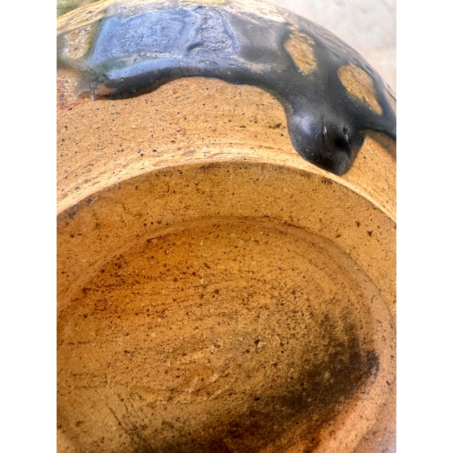 Ceramic Vintage Studio Pottery Drip Glaze Vase With Illegible Pottery Mark For Sale - Image 7 of 9