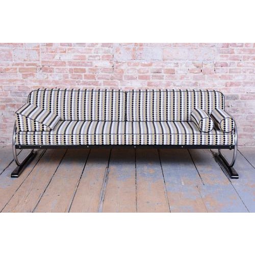 Bauhaus Bauhaus Sofa in Chrome-Plated Steel by Robert Slezák, Czech, 1930s For Sale - Image 3 of 18