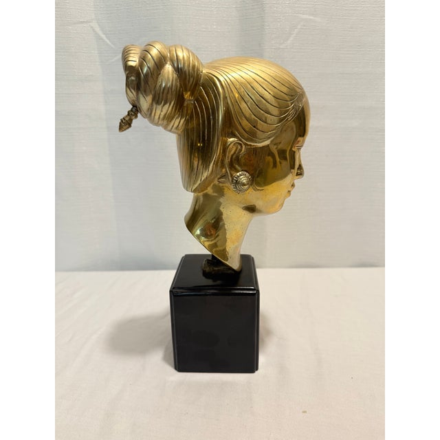 Mid-Century Polished Bronze Bust "Head of a Young Woman" - Nguyen Thanh Le Design (Siam Bronze Edition) For Sale - Image 4 of 11