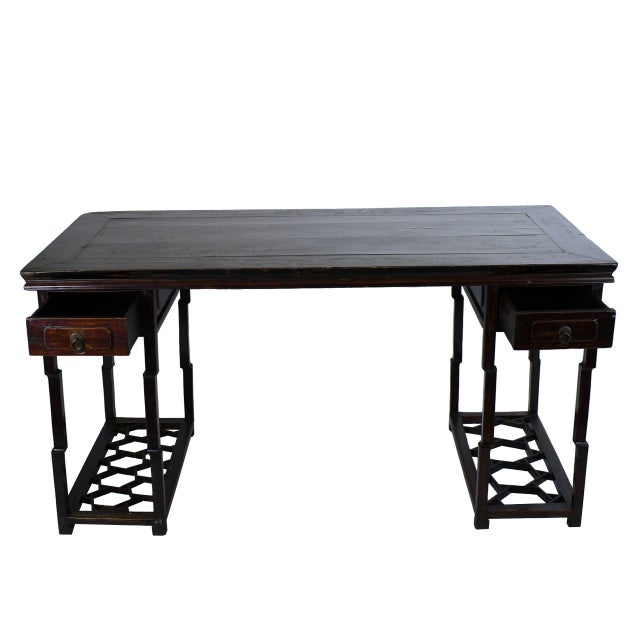 Asian Fretwork Colonial Desk For Sale - Image 3 of 6