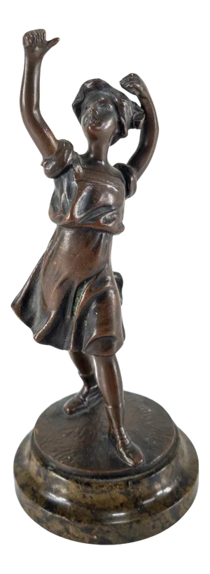 Early 20th Century "Dancing Girl" Figurative Bronze Sculpture Signed Klemens