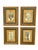 A charming set of four vintage architectural reproduction prints, each beautifully presented in a warm carved wood frame...