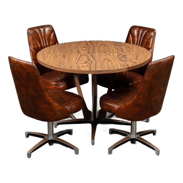 MCM Five-Piece Dining Table and Chair Set by Chromcraft For Sale