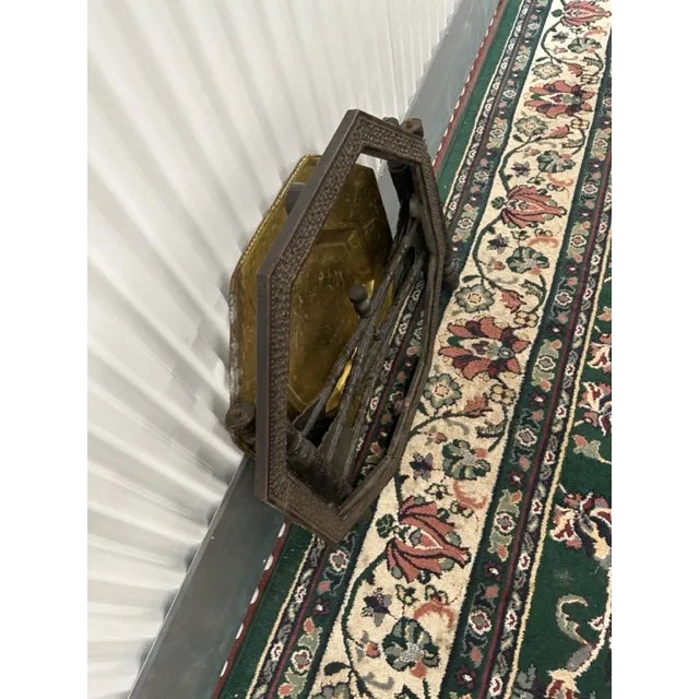 Early 1900s Antique Asian Brass Tray-Top Table For Sale - Image 4 of 13