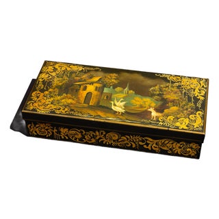 French Hand Painted and Gilded Tole Box For Sale