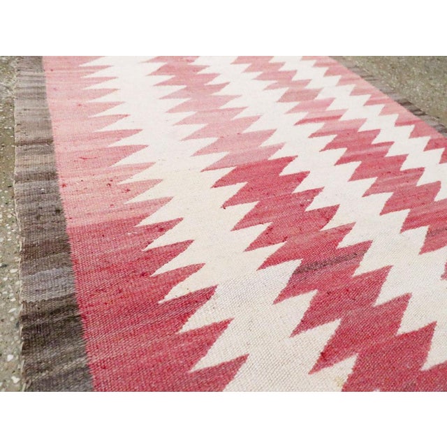 Mid 20th Century Galerie Shabab Collection Tribal Mid-20th Century Handmade American Flatweave Navajo Throw Rug For Sale - Image 5 of 10