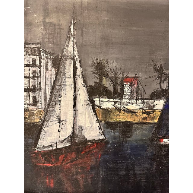 Mid-Century Style Waterside Painting For Sale - Image 4 of 11