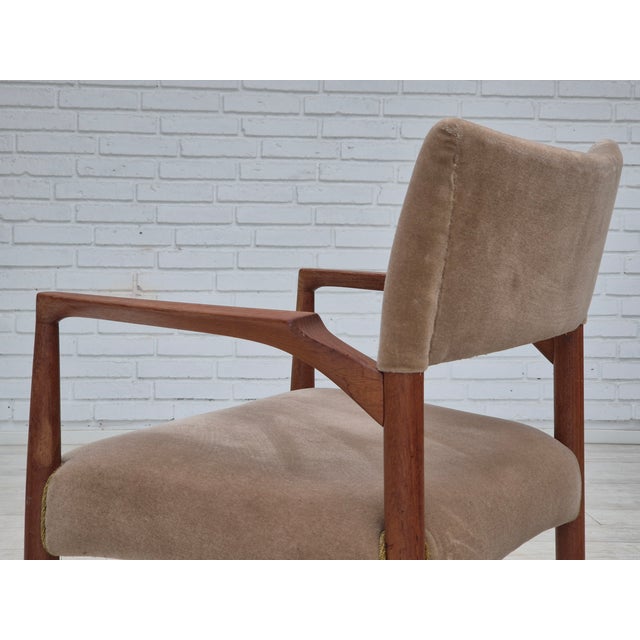 Danish Chair in Teak & Velour, 1970s For Sale - Image 10 of 18