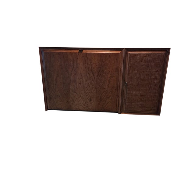 Vintage Mid Century Modern Danish Floating Bar Cabinet Drop Front Desk Wall Unit For Sale - Image 16 of 18