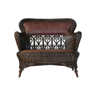 Heywood Wakefield Antique Wicker Loveseat For Sale