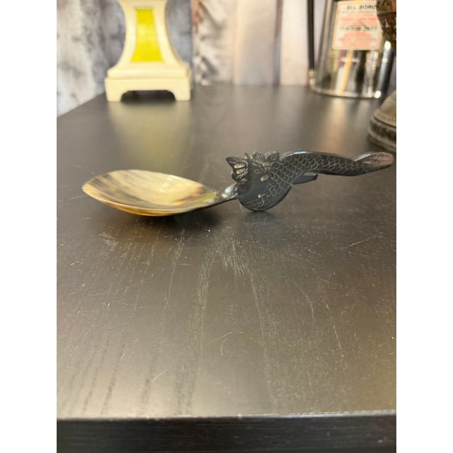 Bone Hand Cared Decorative Handle Horn Spoon For Sale - Image 7 of 7