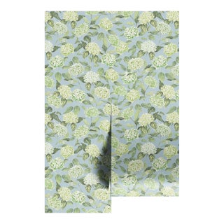 Hydrangea Blooms Floral Grasscloth Wallpaper by House Party | Limelight Green | 6 Yards For Sale