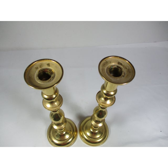 Chippendale Classic Pair of 1980s Solid Brass Candle Holders For Sale - Image 3 of 6