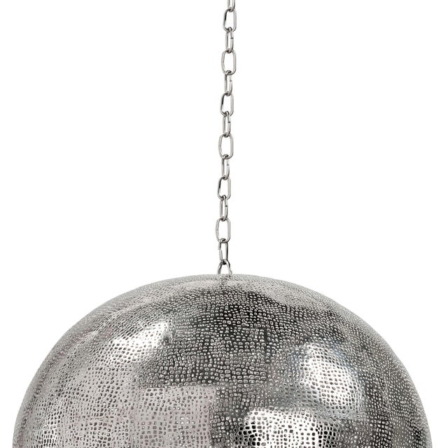 Traditional Regina Andrew Pierced Metal Sphere Pendant in Polished Nickel For Sale - Image 3 of 6