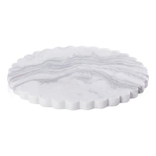 Daisy 14" Scalloped Edge Marble All Purpose Serving Board For Sale