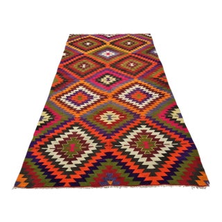 Bohemian Style Colorfull Vintage Kilim - 66" X 134" For Sale