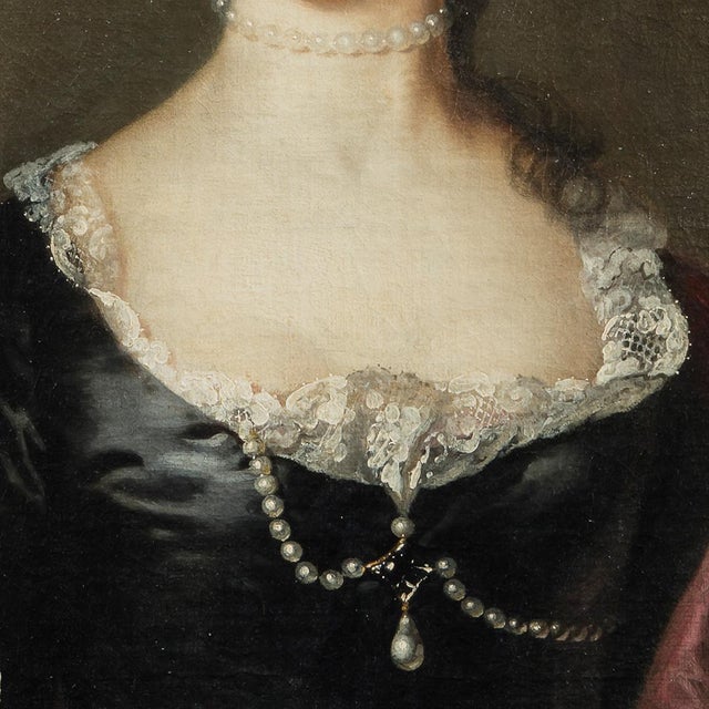 Frans Van Der Mijn, Portrait of a Gentlewoman, 1756, Oil on Canvas For Sale - Image 6 of 11