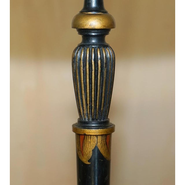 Chinese Chinoiserie Black Lacquer Table Lamp, 1920s For Sale - Image 6 of 16