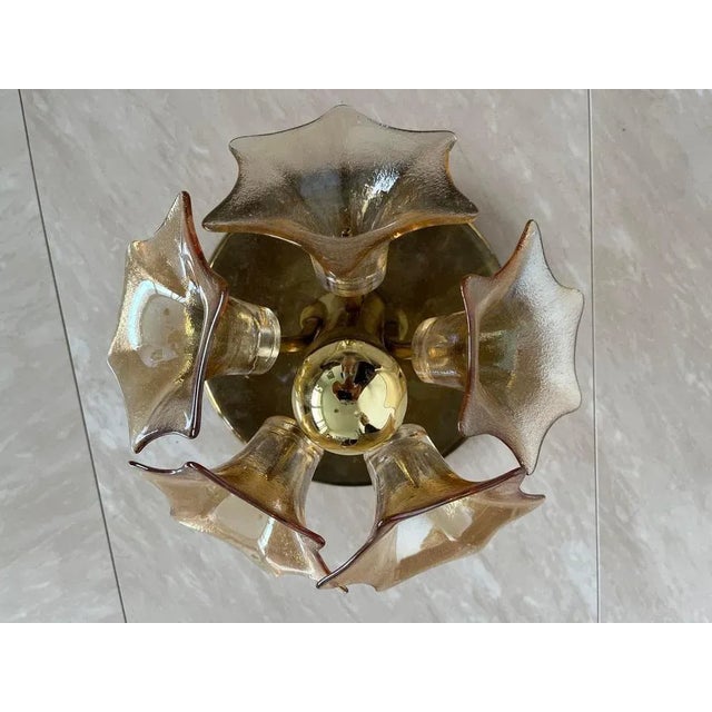 1960s Mid-Century Amber Murano Glass Sputnik Flower Ceiling from Sische, 1960s For Sale - Image 5 of 11