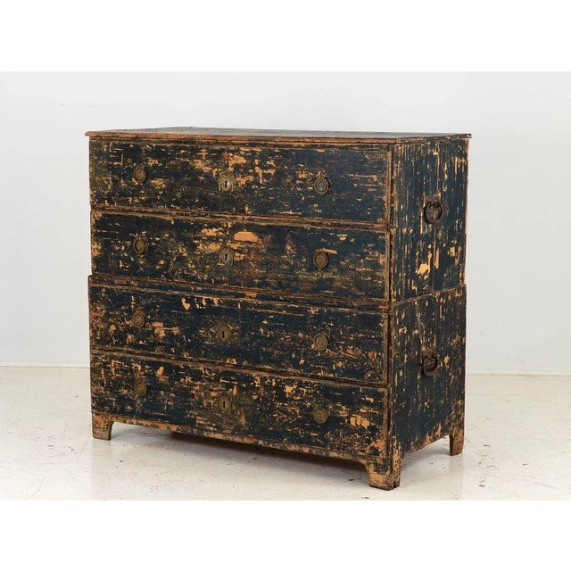 Early 19th Century Swedish Gustavian Style Black Chest on Chest, 21st Century For Sale - Image 5 of 11