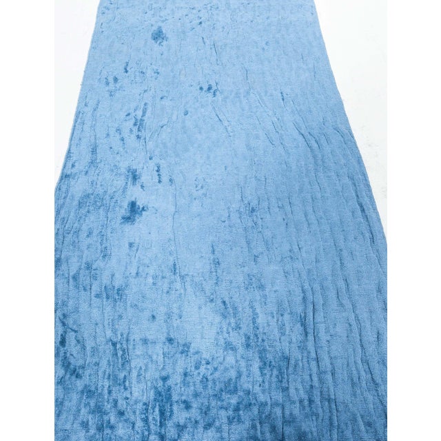 Modern Blue Hand-Knotted Silk Runner by Doris Leslie Blau Size: 3'3" × 19'10" (99 × 604 cm) Subtle sophistication meets...