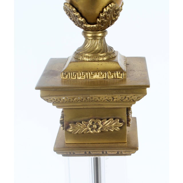 Mid 20th Century Ormolu & Glass Corinthian Column Table Lamps, 1950s, Set of 2 For Sale - Image 10 of 18