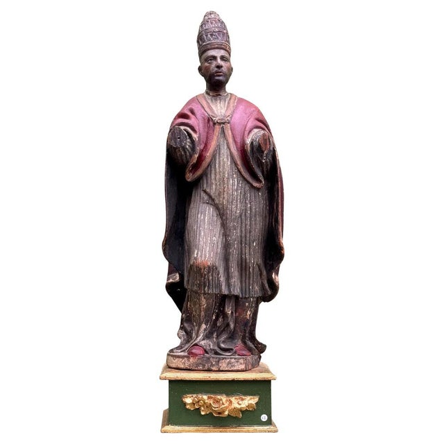 Polychrome Wood Carving of Pope Borgia, 1600s For Sale - Image 12 of 12