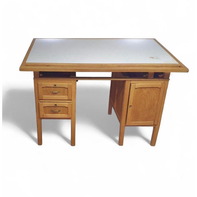 Large oak architect desk / table 1940's Large oak architect desk / table 1940's Height 100 / 110Wide 173Depth 98 cm
