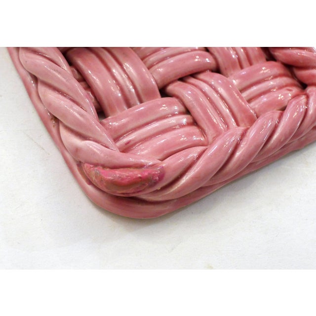 Ceramic Pink Earthenware Bottle Coasters with Braided and Twisted Details from Vallauris, 1950s, Set of 2 For Sale - Image 7 of 10