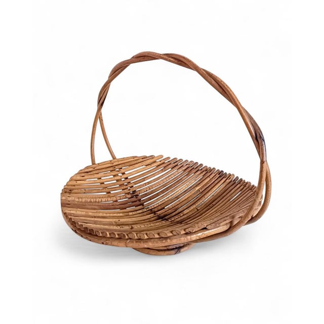 Vintage Rattan Fruit Bowl Basket Centerpiece by Franco Albini, 1950s For Sale - Image 13 of 16