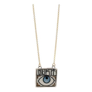 Magical Rune Symbol & Evil Eye Pendant Life Journey Necklace For Sale