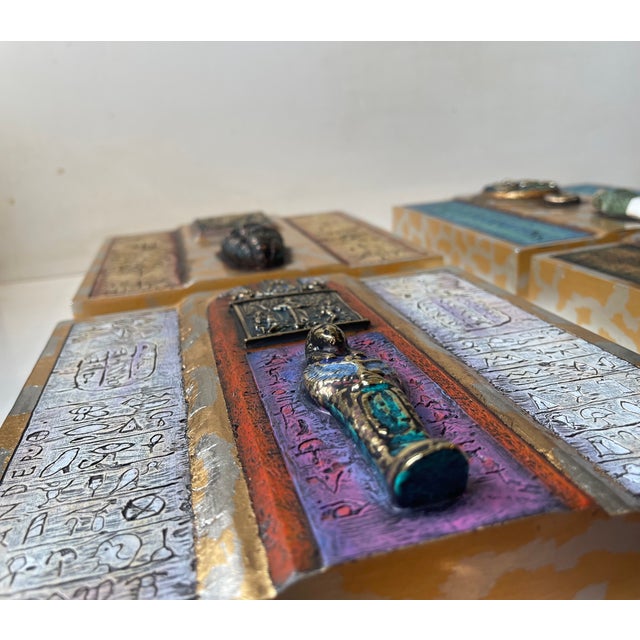 Gold Modern Icons in Ceramic and Bronze by Mogens Leander, 2000s, Set of 4 For Sale - Image 8 of 15