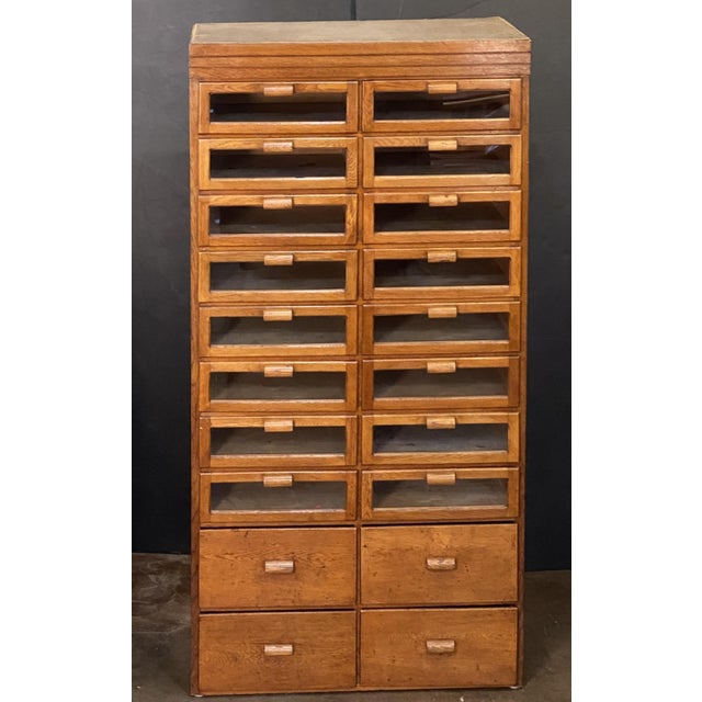 Double Haberdasher's Cabinet With Glass-Fronted Drawers From England For Sale - Image 4 of 12