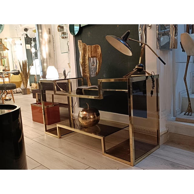 1970s Brass and Smoked Glass Etagere, Italy, 1970s For Sale - Image 5 of 7