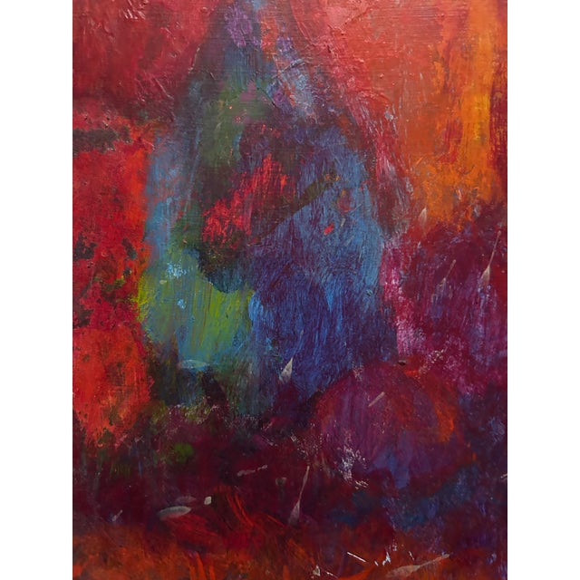 Vintage Vibrant Abstract Still Life Oil Painting in Wood Frame For Sale - Image 4 of 8